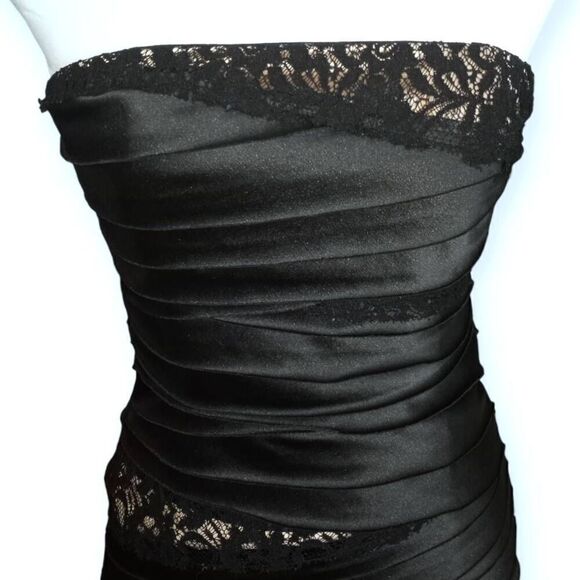 BEBE BLACK & NUDE STRAPLESS MINI DRESS SZ.S EUC - Picture 2 of 10